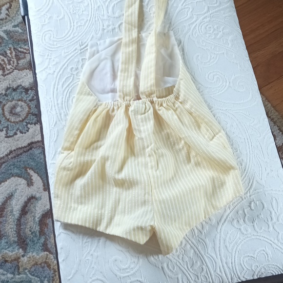 Vintage sz 6 mos Short Overall in Yellow multi seersucker - Picture 6 of 7